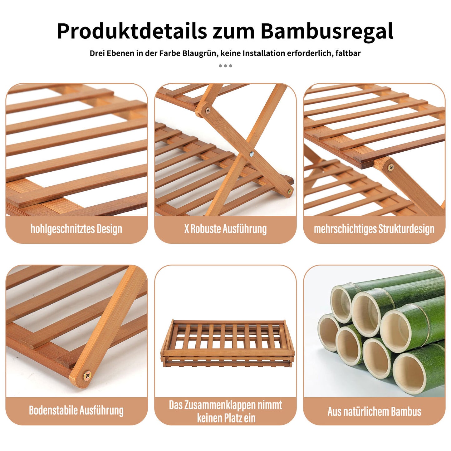 Schuhregal Bambus Regal 3/4 Etagen Schuhablage Schuhständer Badregal Ablage Bank