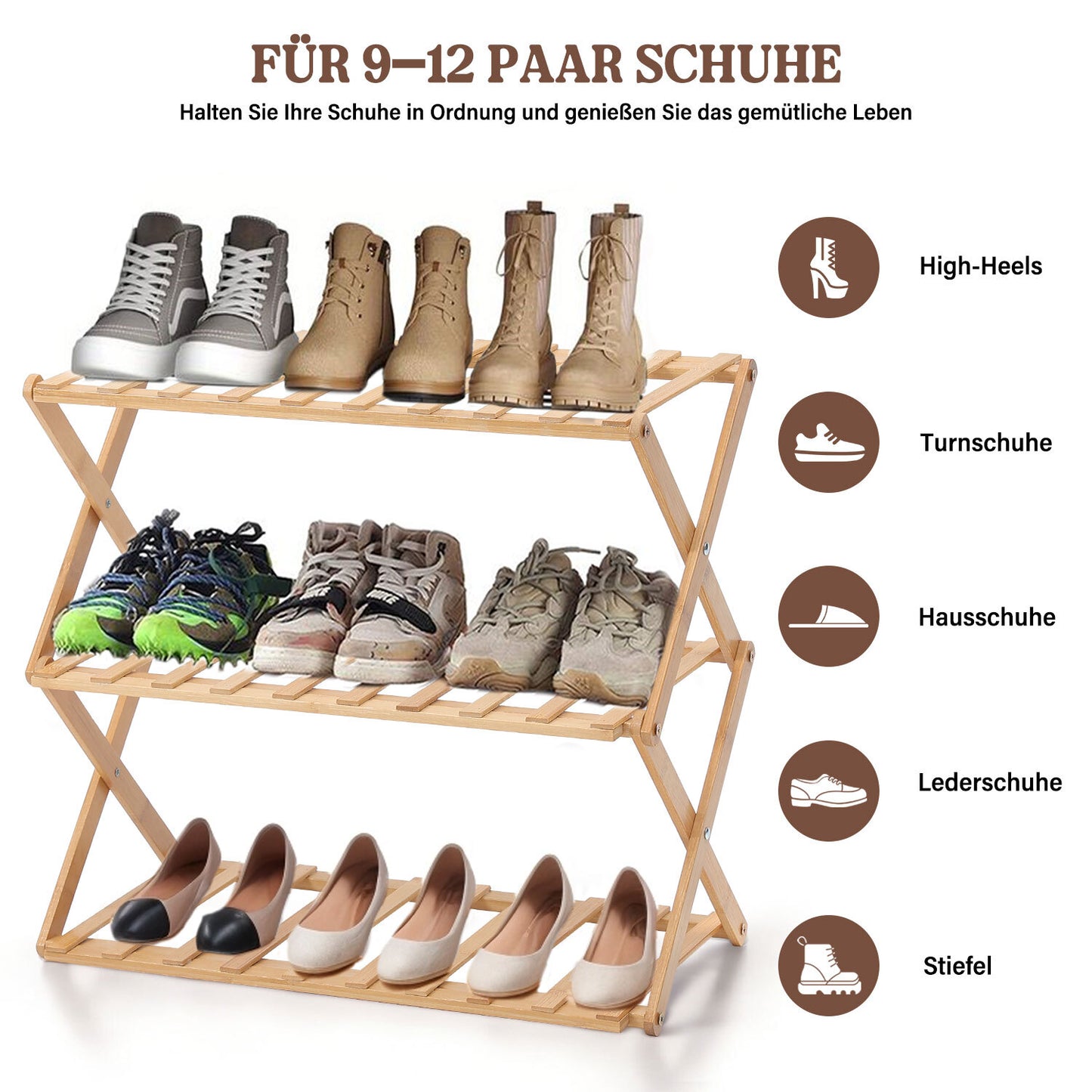 Schuhregal Bambus Regal 3/4 Etagen Schuhablage Schuhständer Badregal Ablage Bank