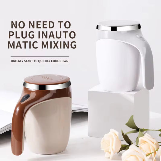 Rechargeable Automatic Stirring Mug - Portable Electric Stainless Steel Coffee Mixer with Magnetic Rotation for Home Use