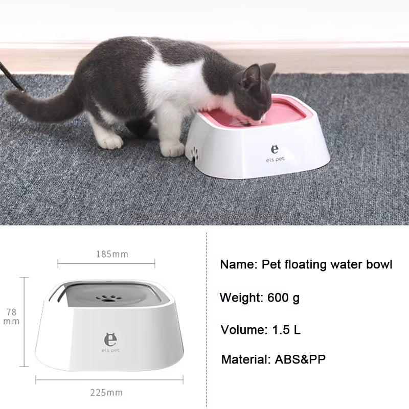 Non-Spill Floating Water Bowl for Dogs and Cats - Anti-Overturn Plastic Dispenser