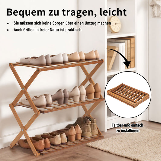 Schuhregal Bambus Regal 3/4 Etagen Schuhablage Schuhständer Badregal Ablage Bank