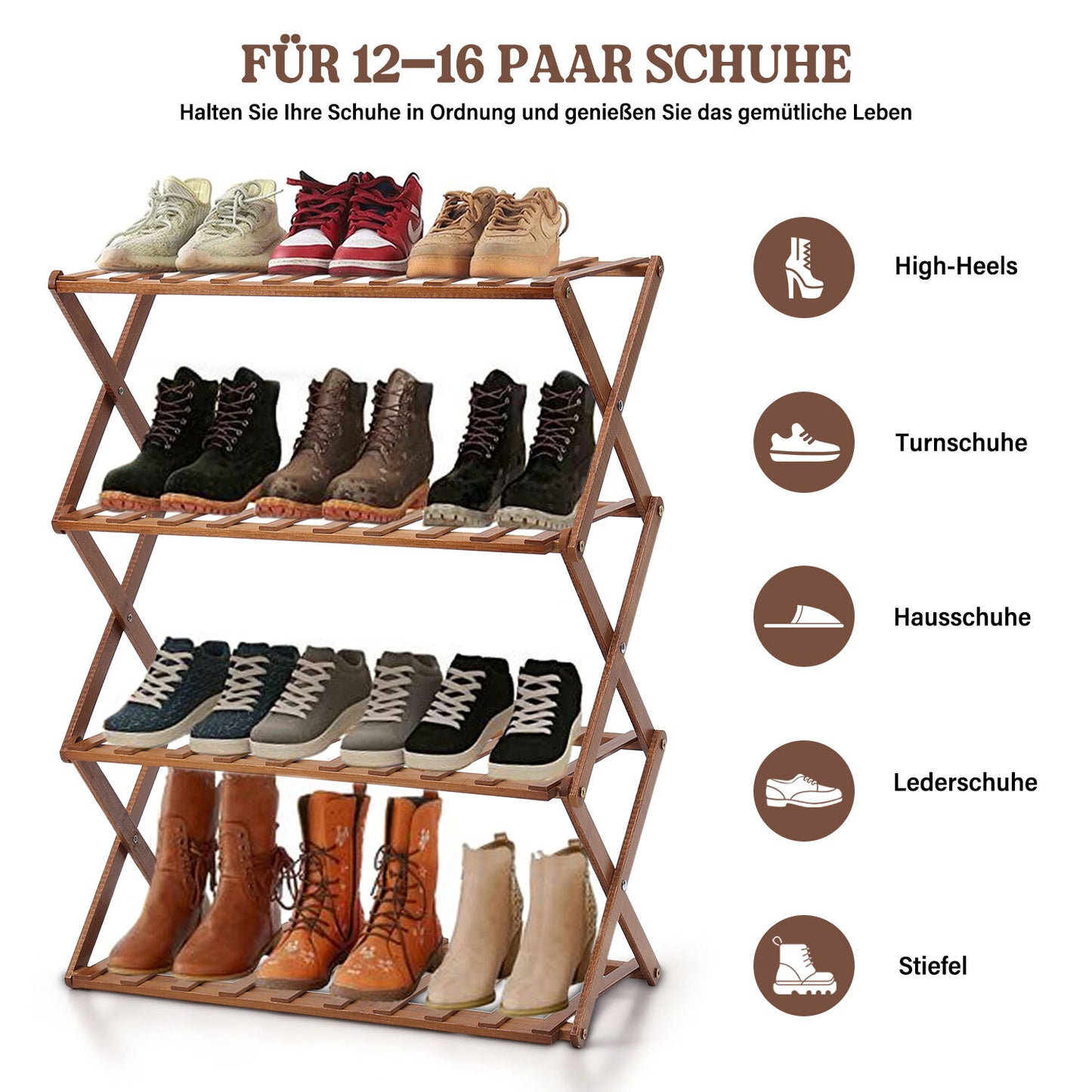 Schuhregal Bambus Regal 3/4 Etagen Schuhablage Schuhständer Badregal Ablage Bank