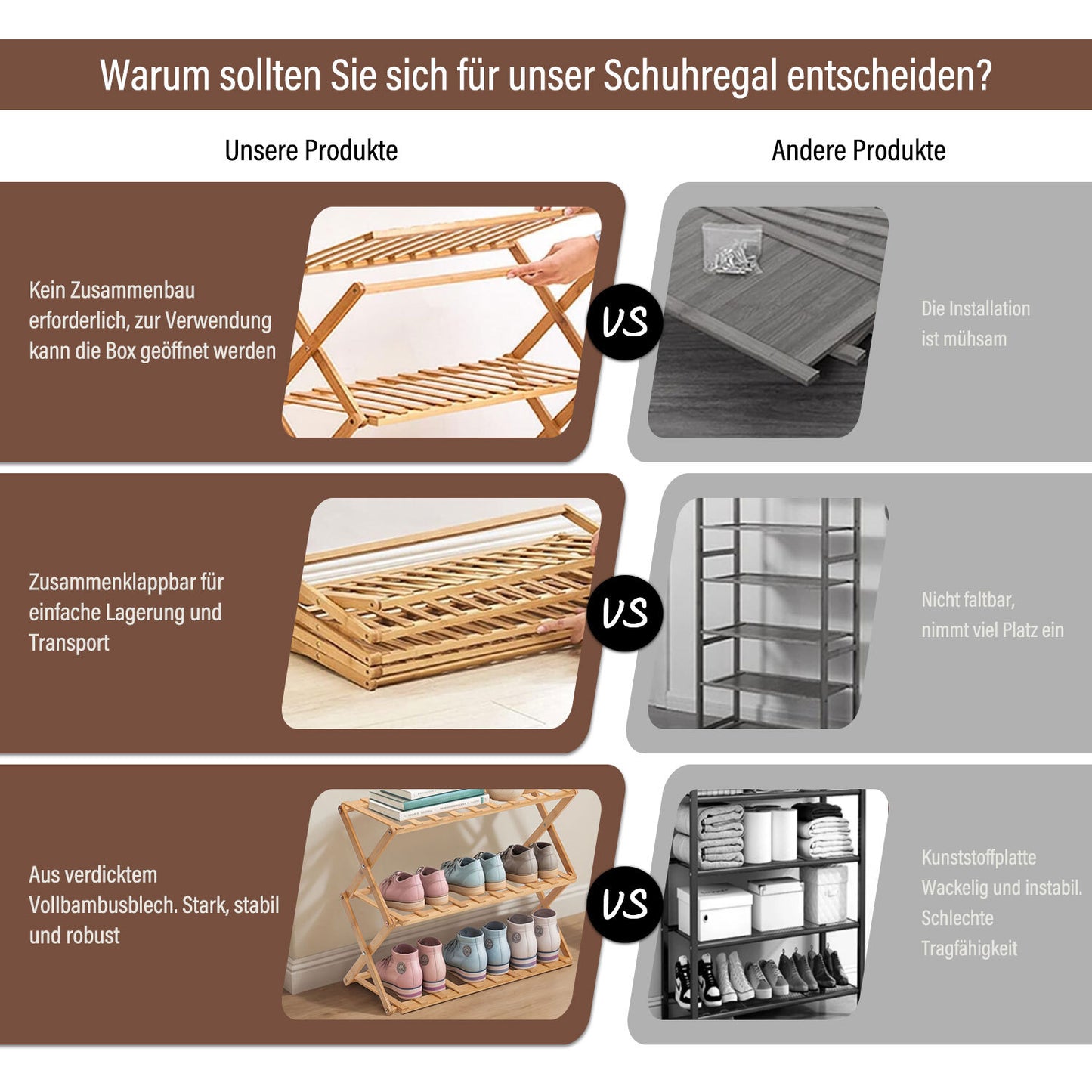 Schuhregal Bambus Regal 3/4 Etagen Schuhablage Schuhständer Badregal Ablage Bank