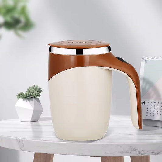 Rechargeable Automatic Stirring Mug - Portable Electric Stainless Steel Coffee Mixer with Magnetic Rotation for Home Use