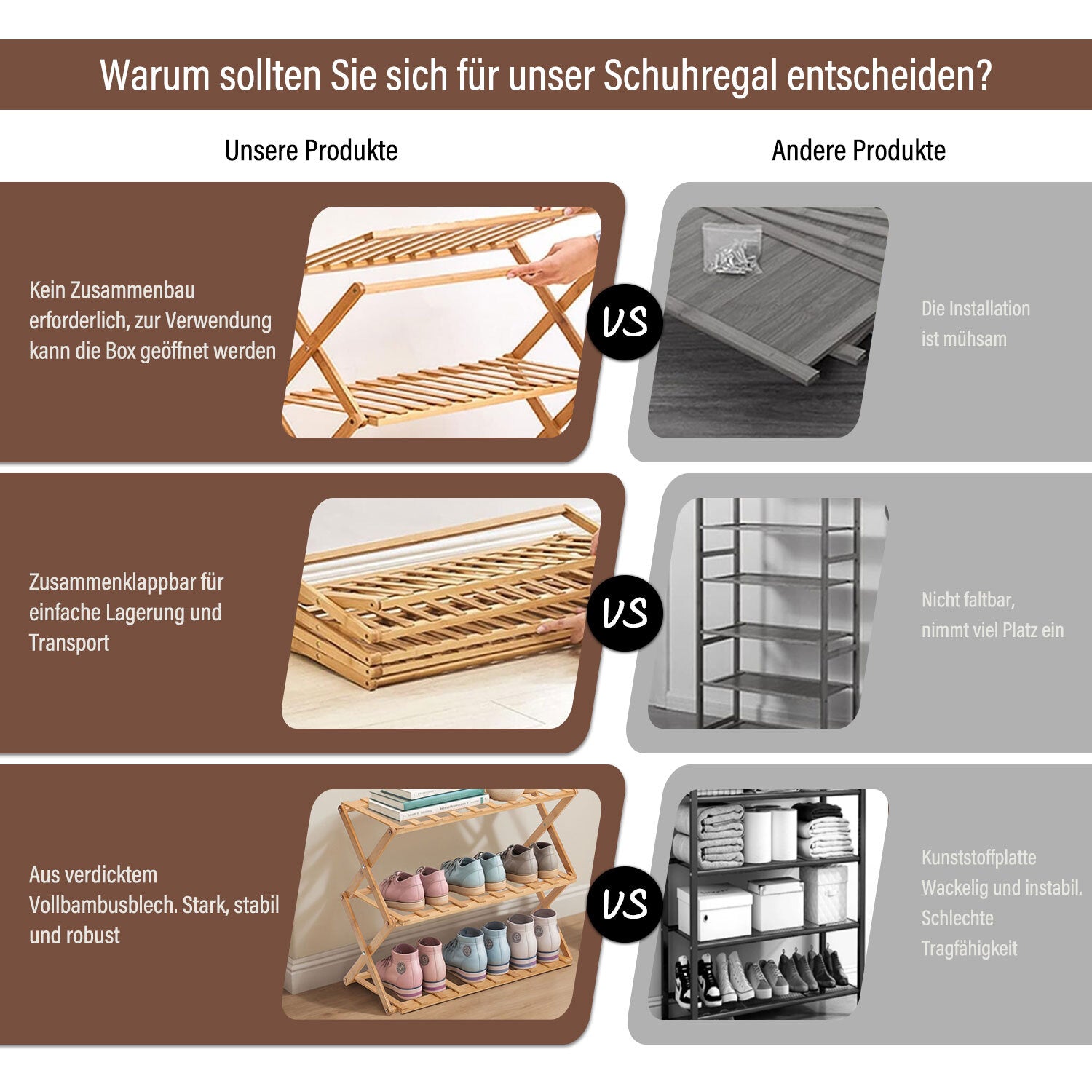 Schuhregal Bambus Regal 3/4 Etagen Schuhablage Schuhständer Badregal Ablage Bank